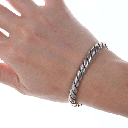 Vintage Native American sterling silver rope style cuff bracelet dd - Estate Fresh Austin