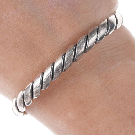 Vintage Native American sterling silver rope style cuff bracelet dd - Estate Fresh Austin