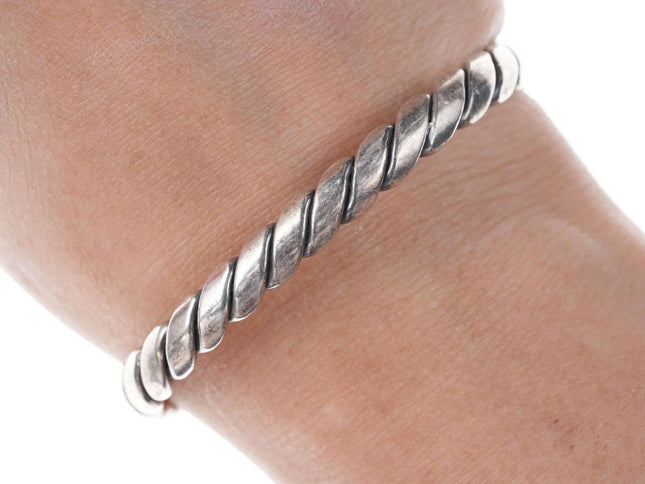 Vintage Native American sterling silver rope style cuff bracelet dd - Estate Fresh Austin
