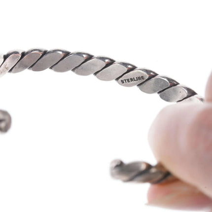 Vintage Native American sterling silver rope style cuff bracelet dd - Estate Fresh Austin