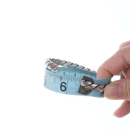 Vintage Native American sterling silver rope style cuff bracelet dd - Estate Fresh Austin