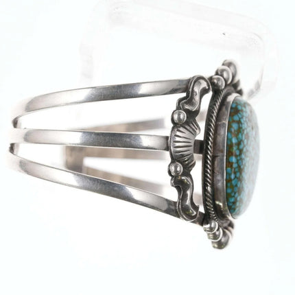 6.5" Vintage Navajo Sterling Spiderweb Turquoise Mountain Turquoise cuff Bracelet - Estate Fresh Austin