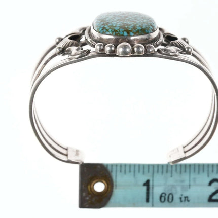 6.5" Vintage Navajo Sterling Spiderweb Turquoise Mountain Turquoise cuff Bracelet - Estate Fresh Austin