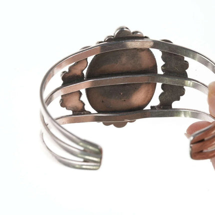 6.5" Vintage Navajo Sterling Spiderweb Turquoise Mountain Turquoise cuff Bracelet - Estate Fresh Austin