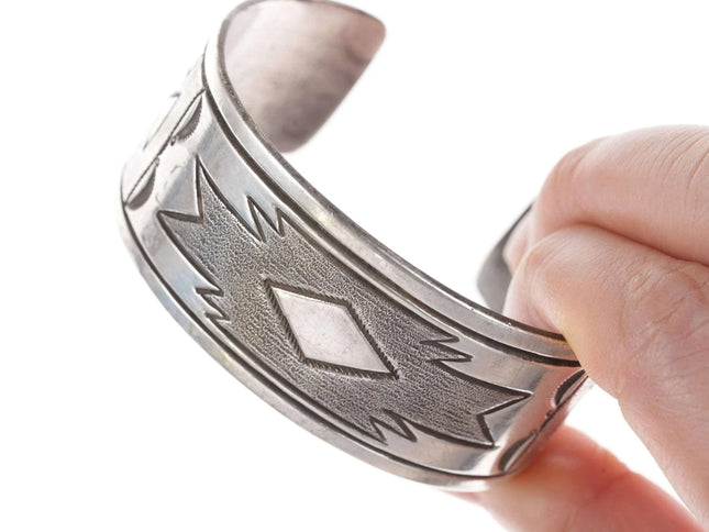 Vintage Native American Sterling Stampwork cuff bracelet - Estate Fresh Austin