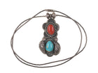 Vintage Native American Sterling turquoise and coral pendant/necklace. - Estate Fresh Austin