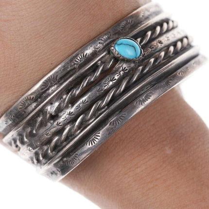 7" Vintage Native American Sterling Turquoise cuff bracelet - Estate Fresh Austin