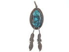 Vintage Native American Sterling turquoise feather pendant - Estate Fresh Austin