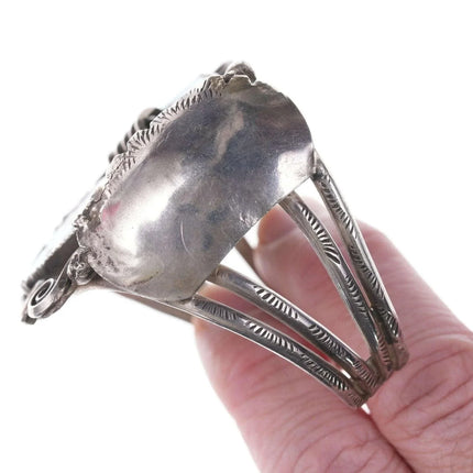 7.12" Vintage Native American Sterling Turquoise freeform cuff bracelet - Estate Fresh Austin