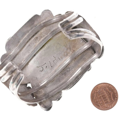 7.12" Vintage Native American Sterling Turquoise freeform cuff bracelet - Estate Fresh Austin