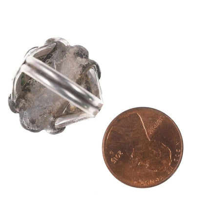 Vintage Native American Sterling Turquoise hand stamped size 7 ring - Estate Fresh Austin