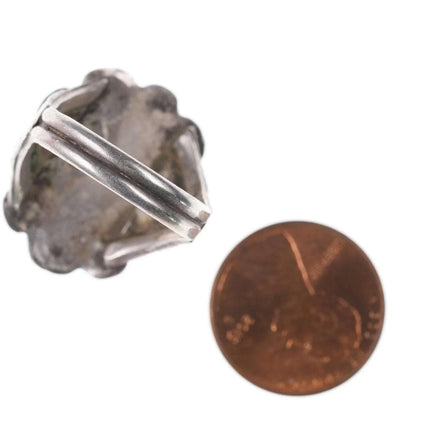 Vintage Native American Sterling Turquoise hand stamped size 7 ring - Estate Fresh Austin
