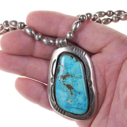Vintage Native American Sterling Turquoise Pendant necklace - Estate Fresh Austin