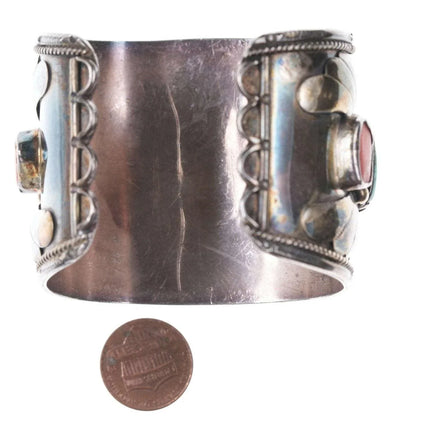 6.25"Vintage Native American Sterling/turquoise and coral cuff bracelet - Estate Fresh Austin