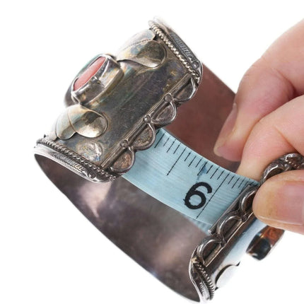 6.25"Vintage Native American Sterling/turquoise and coral cuff bracelet - Estate Fresh Austin