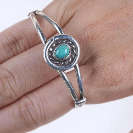 Vintage Native American Sterling/turquoise Childs cuff bracelet. - Estate Fresh Austin