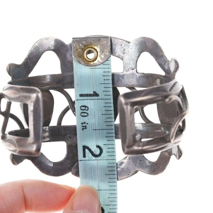 7" Vintage Native American Sterling/turquoise cuff bracelet d - Estate Fresh Austin