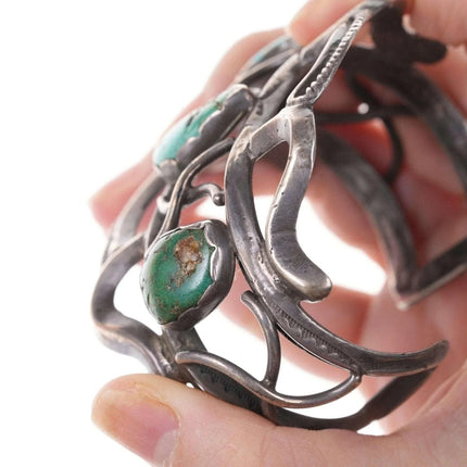 7" Vintage Native American Sterling/turquoise cuff bracelet d - Estate Fresh Austin