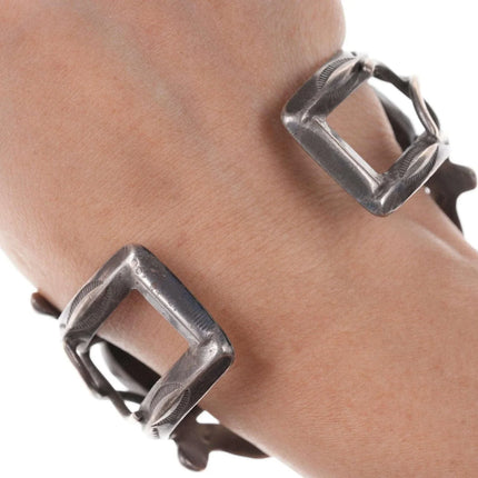 7" Vintage Native American Sterling/turquoise cuff bracelet d - Estate Fresh Austin