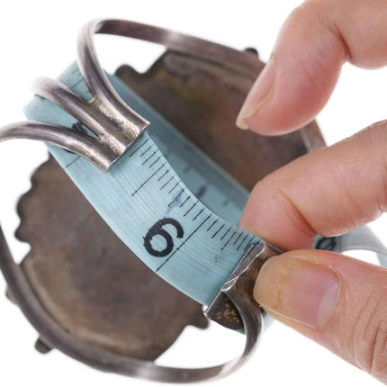 6.375" Vintage Native American Sterling/turquoise cuff bracelet h - Estate Fresh Austin