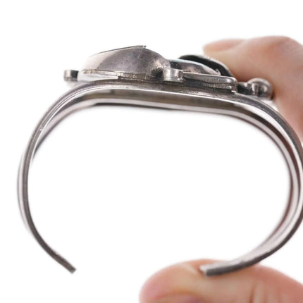 6.375" Vintage Native American Sterling/turquoise cuff bracelet h - Estate Fresh Austin