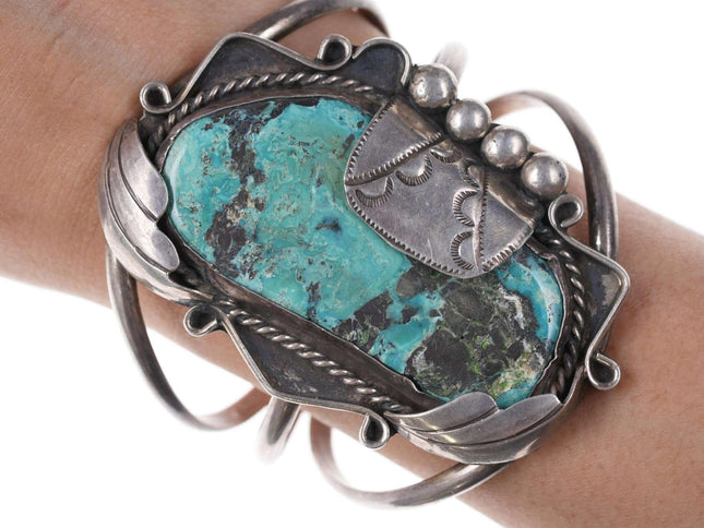 Vintage Native American Sterling/turquoise cuff bracelet h - Estate Fresh Austin