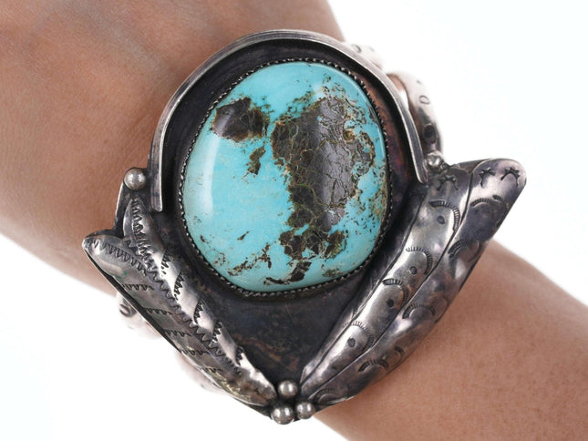 Vintage Native American Sterling/turquoise cuff bracelet n - Estate Fresh Austin