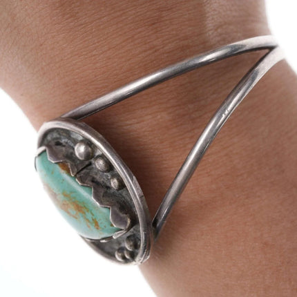 5.75" Vintage Native American Sterling/turquoise cuff bracelet re - Estate Fresh Austin
