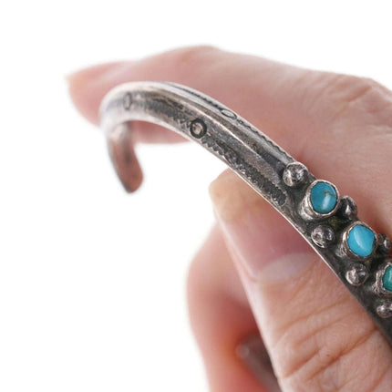 6.5" Vintage Navajo Sterling/turquoise heavy stamped cuff bracelet c - Estate Fresh Austin