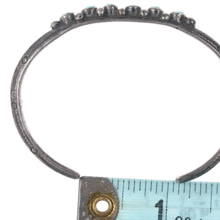 6.5" Vintage Navajo Sterling/turquoise heavy stamped cuff bracelet c - Estate Fresh Austin