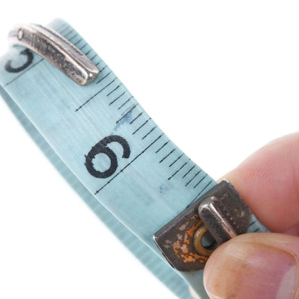 6.5" Vintage Navajo Sterling/turquoise heavy stamped cuff bracelet c - Estate Fresh Austin