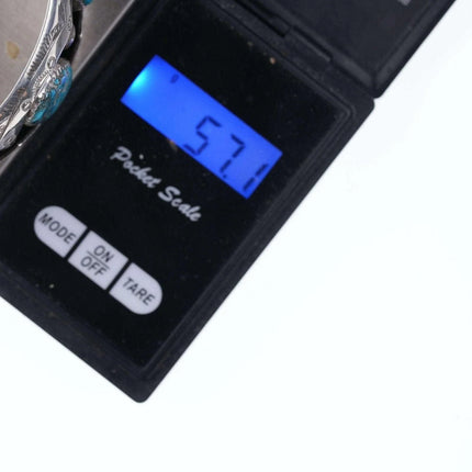 6" Vintage Native American Sterling/turquoise Shadowbox Cuff bracelet - Estate Fresh Austin