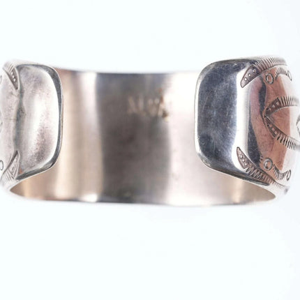 6" Vintage Native American Sterling/turquoise Shadowbox Cuff bracelet - Estate Fresh Austin