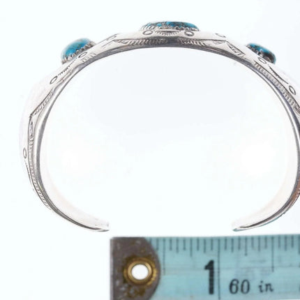 6" Vintage Native American Sterling/turquoise Shadowbox Cuff bracelet - Estate Fresh Austin