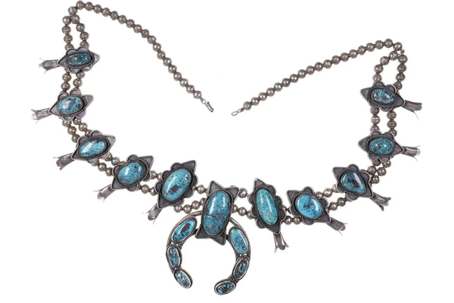 Vintage Native American Sterling/turquoise squash blossom necklace - Estate Fresh Austin