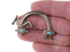Vintage Native American tufa cast silver/turquoise channel inlay pin - Estate Fresh Austin