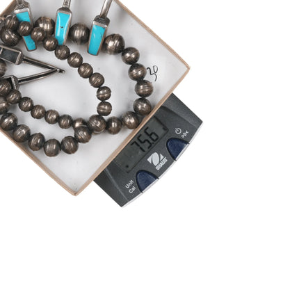 Vintage Native American turquoise inlay sterling beaded claw necklace - Estate Fresh Austin