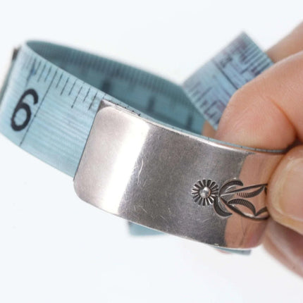 6.5" Vintage Native American Turquoise Sterling Heavy Stamped Cuff bracelet - Estate Fresh Austin