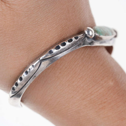 Vintage Native American Turquoise Sterling Old Pawn cuff bracelet - Estate Fresh Austin