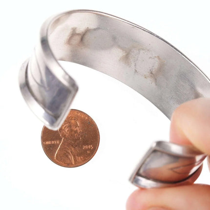 6.375" Vintage Native American Turquoise Sterling silver Row cuff bracelet - Estate Fresh Austin