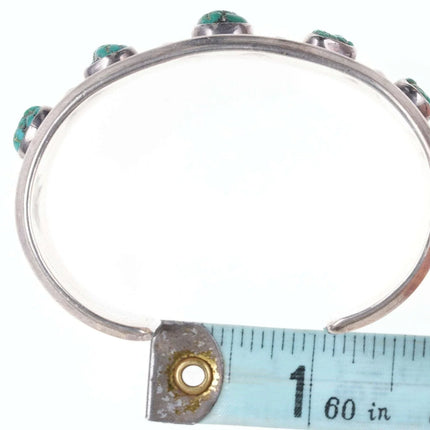 6.375" Vintage Native American Turquoise Sterling silver Row cuff bracelet - Estate Fresh Austin