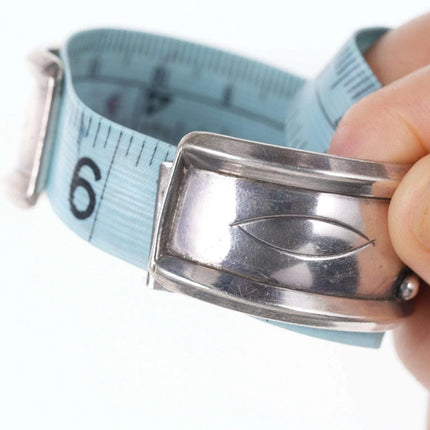 6.375" Vintage Native American Turquoise Sterling silver Row cuff bracelet - Estate Fresh Austin