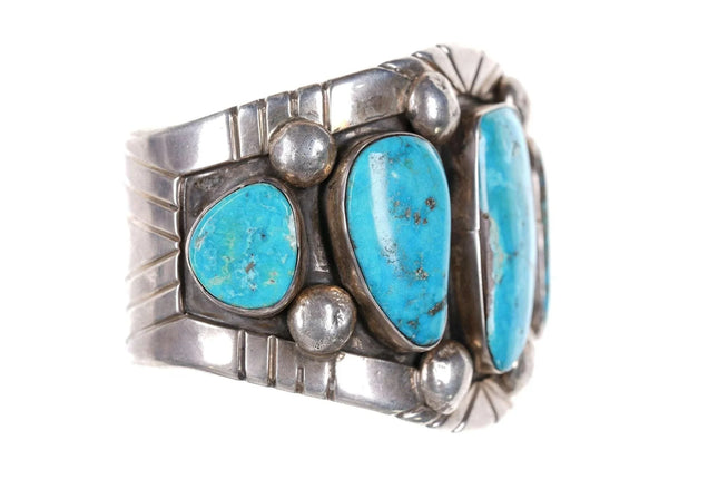 6 7/8" Vintage Native American Turquoise/sterling cuff bracelet o - Estate Fresh Austin