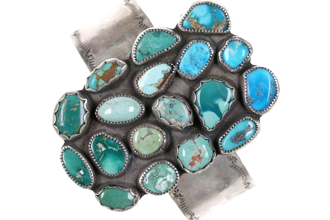 7.625" Vintage Native American Turquoise/sterling cuff bracelet - Estate Fresh Austin