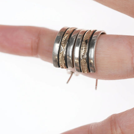 Vintage Navajo 14k/Sterling hoop earrings - Estate Fresh Austin