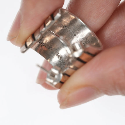 Vintage Navajo 14k/Sterling hoop earrings - Estate Fresh Austin