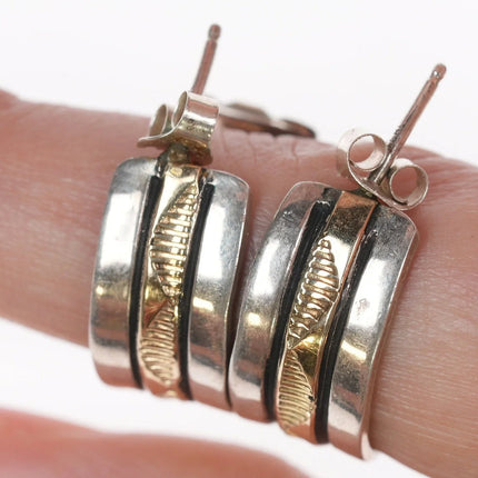 Vintage Navajo 14k/Sterling hoop earrings - Estate Fresh Austin