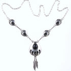 Vintage Navajo Claw and feather sterling onyx necklace - Estate Fresh Austin