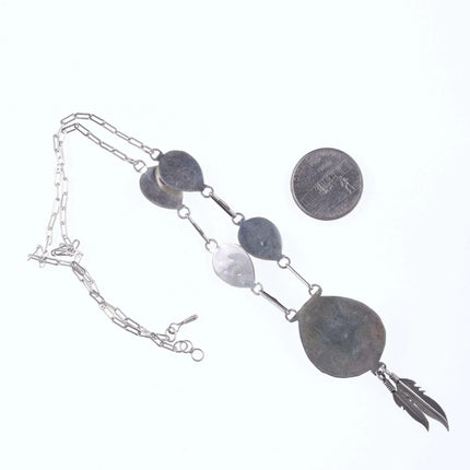 Vintage Navajo Claw and feather sterling onyx necklace - Estate Fresh Austin
