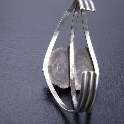 6.375" Vintage Navajo Cuff Bracelet with Squash Blossom and Mother of Pearl - Estate Fresh Austin